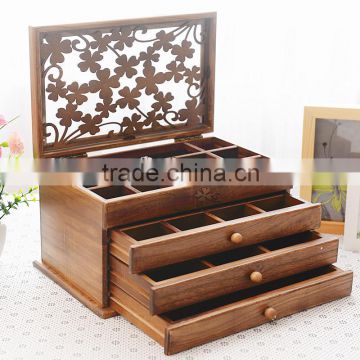 Vintage hand carved wooden jewelry boxes