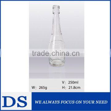 Hotsale lead free small fancy glass alcohol bottle 250ml