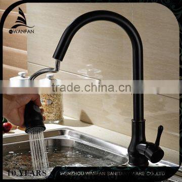 black antique chrome brass pull out kitchen faucet