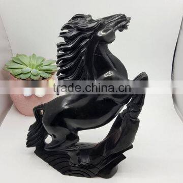 Obsidian horse figurine sculpture animal carvings office ornaments