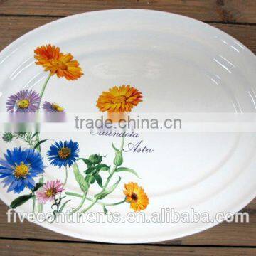 Eco-friendly Feature Oval Decal Ceramic Plate