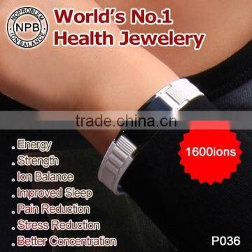 P036 Noproblem FDA Tourmaline Germanium Energy Silicone Magnetic Health Frendship Power Stainless Steel Bracelet