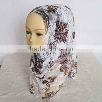 Lace Print Muslim Hijab Of Beautiful Charming Islamic Scarf photo-2