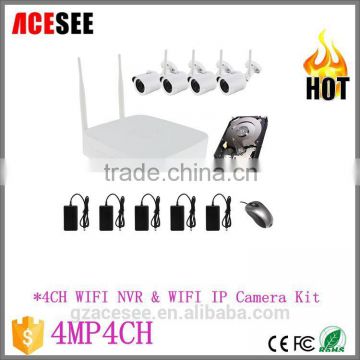 Acesee Hot Selling 4 Channels Wifi IP Camera 4 MP NVR Kits WIFI9804H400