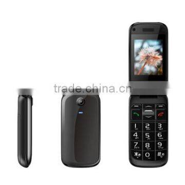 China new arrival products 2.2 inch dual sim quad band flip senior mobile phone W15 / T-Flash card FM radio