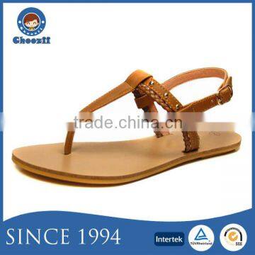 2016 Guangzhou Choozii Topless Girls String Sandals with Flat Sole