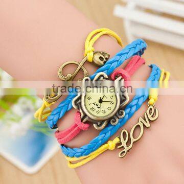 New Arrival Braided Antique Infinity Love women vintage leather watches