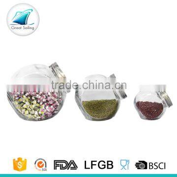 different capacity glass dessert jar with clip lid or screw metal lid