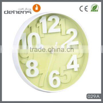 DEHENG cheap embossed 12'' Plastic Wall Clock Promotional Gift Clock