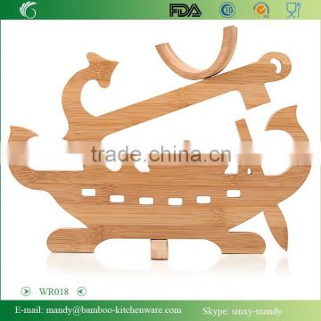 WR018 Bamboo Wine Rack Wine Holder Single Bottle Holder Pirate Ship