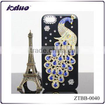 2015 Fashion peacock design phone case rhinestone phone shell for iphone 5/5s