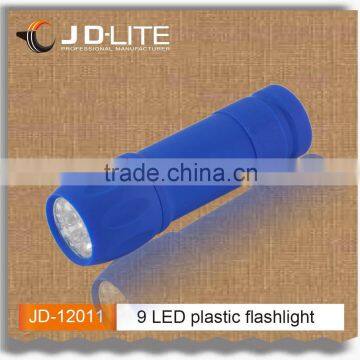 High quality 9 led super bright small portable plastic flashlight in blue