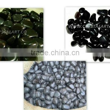 BLACK AGATE TUMBLED PEBBLES STONES