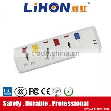 3 way individual switch power strip with neon indicator light