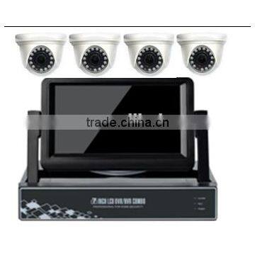 low cost 4 channel ahd dvr kit security camera system with 7"inch LCD monitor