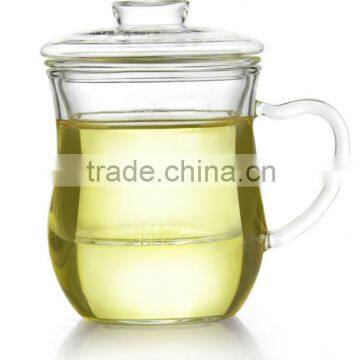 Chikao Round Glass Tea Cup With Filter And Handle