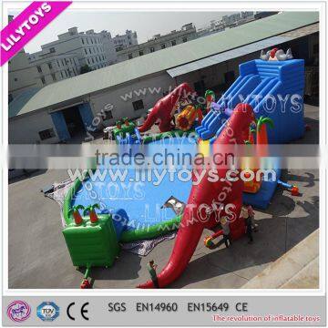 2015 hot sell Dinosaur theme inflatable water park, inflatable water park with pool n slides,water park equiqmeht for sale