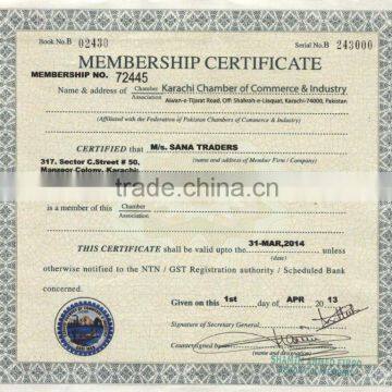 KCCI Membership Certificate