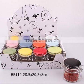 12pcs glass spice jar with ceramic lid in a display box
