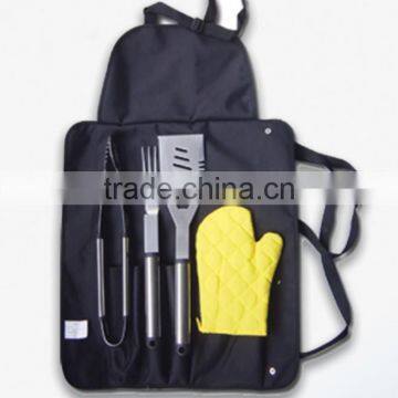 China Supplier Wooden Hanlde BBQ Tools and Gloves Set With Beautiful Apron photo-2