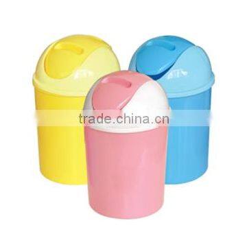 household/office plastic round litter bin with push lid