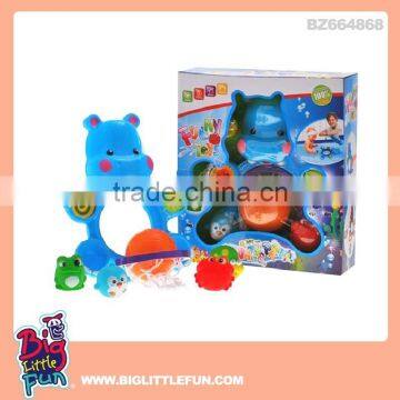 Rubber hippo bath toy mini basketball hoop toy