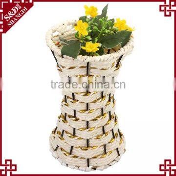 Cheap white & gold paper rope handcraft mini decorate baskets for indian wedding