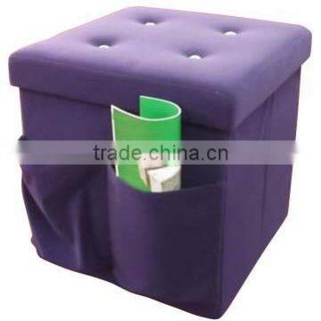 Purple Velvet Storage Stool Magazine Holder Folding Storage Ottoman photo-2