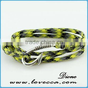 Green Color Nylon Rope Anchor Nautical Rope Bracelet photo-3