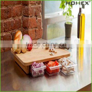 Best fruit cutting board bamboo with 3 drawers Homex-BSCI Factory