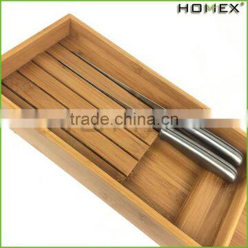 Bamboo knife storage block knife drawer block Homex BSCI/Factory