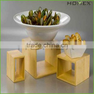 Assorted Sizes Bamboo Cube Riser Food Display Rack Homex BSCI/Factory