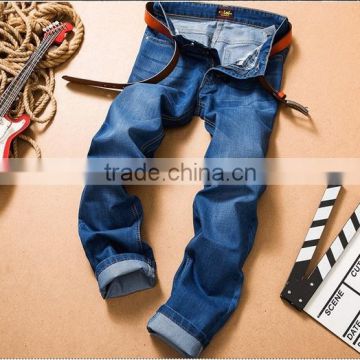 2017 98%Cotton 2%Spandex Woven/Blue Straight Fashion Jeans Pants