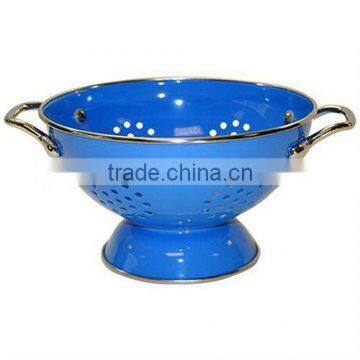 Trade show hottest Blue Enamel Fruit Colander Sundries Collector