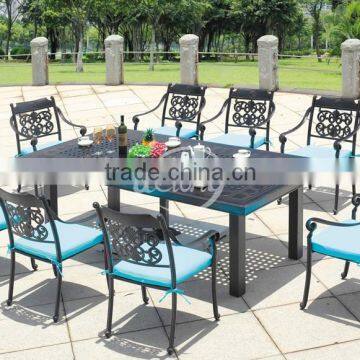 Cast aluminium table and chair set(1+8)