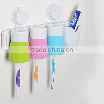 Adhesive tooth brush holder with 3 cups/ bathroom Shelve rack with suckers