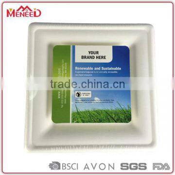 EU standard food grade party use dinner serving custom size disposable bulk square paper plates