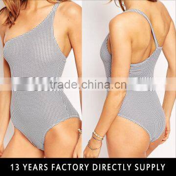 Factory price sexy women quick dry one shoulder bathing suit