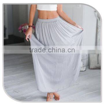 New style casual simple design women's chiffon long lady skirt