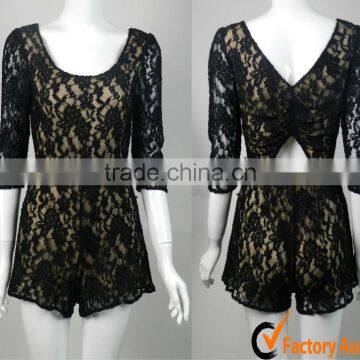 2013 hot sale v-neckline lace jumpsuits for women