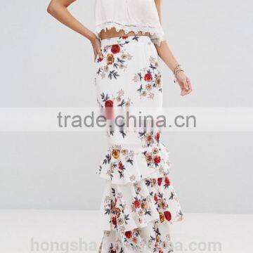 Floral Maxi Skirt With Ruffle Hem HSH6119 photo-5