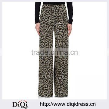 Customized Lady's Apparel Multicolor Straight Leopard Jacquard Wide-leg Trousers(DQM024P)