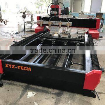 High efficiency 4 spindle Double table CNC Router Stone Heavy duty lathe bed with Rotary axis