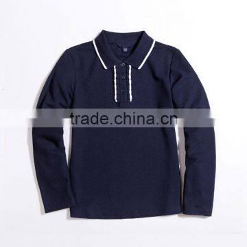 2017 Spring Selling Student Girls' Long Sleeve T-shirt, British Solid Color College Long Sleeve T-shirt photo-3