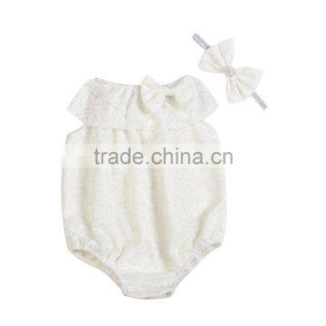 Wholesale Invory Newborn Plain Lace Baby Romper for babies