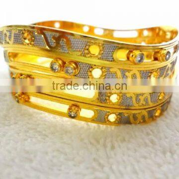 Stylish Micro Gold Plated Bangles With Moving Stones photo-3