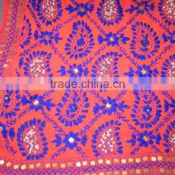 Multicolor PHULKARI GEORGETTE DUPATTA SHAWL, Sequin Hand Embroidery Dupatta photo-3
