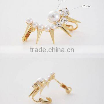 2015 Rivet Design Dick Style Earring Cuff, Upscale Alloy Crystal Earrings With Pearls photo-2