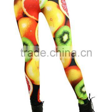 MGOO Latest Designs Soft Yoga Polyester Pants Custom Print Women Legging High Waist Fruit Print Pants photo-6