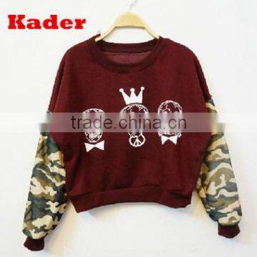 Camo long sleeve Pullover Women Cropped Sweatshirt